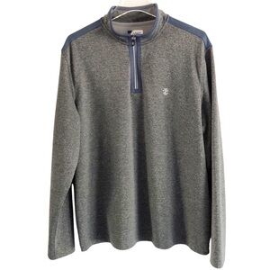 Izod Mens Golf Quarter Zip Grey Pullover Large